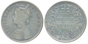 Victoria Queen, Silver Rupee, 1862, Bombay Mint, A / II / 0 / 11, (Prid 94). Fine, Rare.