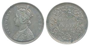 Victoria Queen, Silver Rupee, 1862, Bombay Mint, A / II / 1 / 10, (Prid 95). Very Fine, Ra