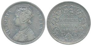 Victoria Queen, Silver Rupee, 1862, Bombay Mint, A / II / 0 / 1, (Prid 97). About Very Fin