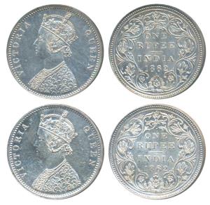 Victoria Queen, Silver Rupee, 1862, Bombay Mint, A / II / 1 / 1 (Prid 99); 1862, Bombay Mi