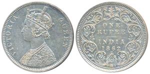 Victoria Queen, Silver Rupee, 1862, Bombay Mint, A / I / 1 / 2 (Prid 102). Extremely Fine,