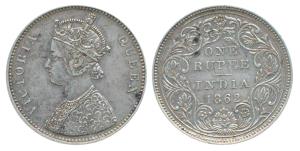 Victoria Queen, Silver Rupee, 1862, Bombay Mint, A / II / 0 / 12, (Prid 100). Very Fine, V