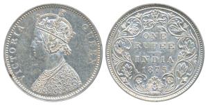 Victoria Queen, Silver Rupee, 1875, Bombay Mint, A2 / II / dot (Prid 146). Extremely Fine.
