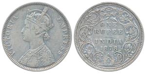 Victoria Empress, Silver Rupee, 1878, Bombay Mint, A3/II(i)/ No dot, Unlisted in Pridmore.