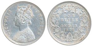 Victoria Empress, Silver Rupee, 1878, Calcutta Mint, A1 / I / No mint mark, (Prid 116). Ex