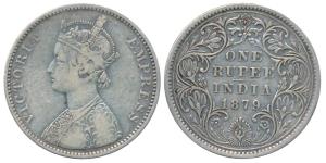 Victoria Empress, Silver Rupee, 1879, Bombay Mint, A3 / IV / No mint mark, Unlisted in Pri