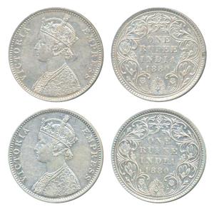 Victoria Empress, Silver Rupee, 1880, Bombay Mint; A3 / IV / dot (Unlisted in Pridmore). V
