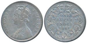 Victoria Empress, Silver Rupee, 1881, Bombay Mint, A3 / IV / dot, (Prid 157). Fine+.