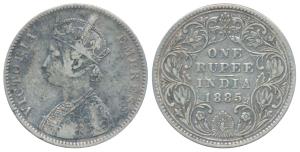 Victoria Empress, Silver Rupee, 1885, Bombay Mint, A3 / IV / B raised, Unlisted in Pridmor