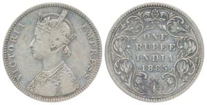 Victoria Empress, Silver Rupee, 1885, Bombay Mint, A3 / IV / B raised, Unlisted in Pridmor