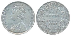 Victoria Empress, Silver Rupee, 1885, Bombay Mint, A3 / I / B raised and dot?, the dot is 