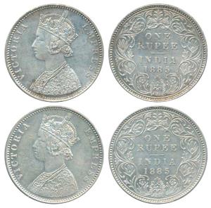Victoria Empress, Silver Rupee, 1885, Bombay Mint, C2 / I / B incuse (Prid 170). Extremely