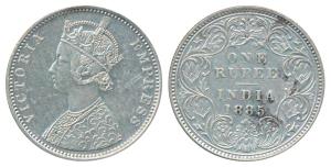 Victoria Empress, Silver Rupee 1885, Bombay Mint, C2 / II / B raised, Unlisted in Pridmore