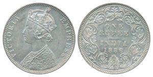 Victoria Empress, Silver Rupee, 1886, Bombay Mint, C2 / I / B incuse, rev I variant, (Prid