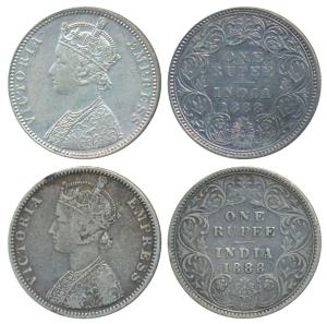 Victoria Empress, Silver Rupee, 1888, Bombay Mint, C2 / I / B raised (Prid 174); 1888, Bom