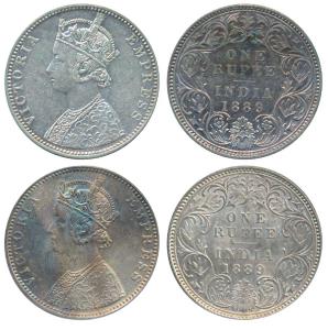 Victoria Empress, Silver Rupee, 1889, Bombay Mint, C2 / I / B raised, (Prid 176); 1889, Bo