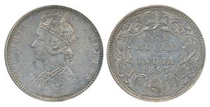 Victoria Empress, Silver Rupee, 1897, Bombay Mint, C2 / I / B incuse (Prid 183). Very Fine