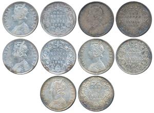 Victoria Empress, Silver Rupee, 1892, 1893, 1898, 1900 & 1901. Fine to Very Fine+. (5)