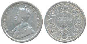 George V, Silver ½ Rupee, 1927, Calcutta Mint (Prid 330). Fine+.