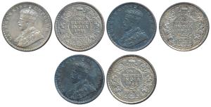 George V, Silver Rupee (3), 1911, 1921 & 1922, the first Calcutta Mint, the other two Bomb