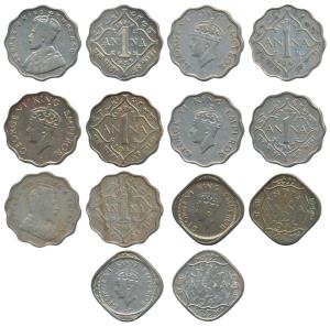 Edward, Cupro-Nickel Anna, 1908, Bombay Mint; George V, Cupro-Nickel Anna, 1936; George VI