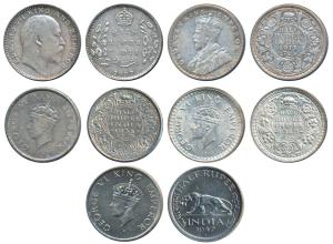 Silver ½ Rupee (2), Edward VII, Silver ½ Rupee, 1907, Bombay Mint B incuse and dot (Prid 3