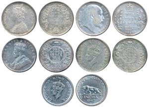 Victoria Queen, Silver Rupee, 1862, Bombay Mint, A / II /O / 5 (Prid 85); Edward VII & Geo