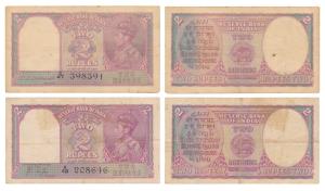 George VI, Rupees 2, 1943, signed J. B. Taylor, (J&R 4.2.1); signed C. D. Deshmukh, Prefix