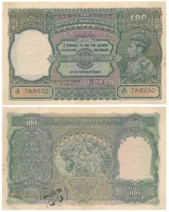 George VI, Rupees 100, 1938, Calcutta, signed J. B. Taylor, (J&R 4.7.1B). Very Fine+, Rare
