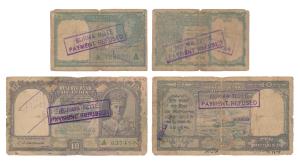 Burma, George VI, Rupee 1, 1947, signed C. E. Jones; Rupees 10, 1947, signed C. D. Deshmuk