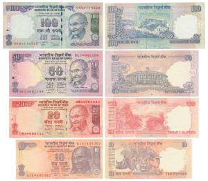 Rupees 10, 20, 50 & 100, signed D. Subbarao, all star notes. Uncirculated. (4)