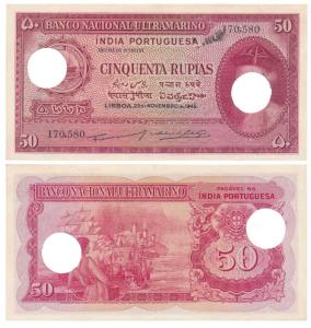 Indo-Portuguese, Cinquenta 50 Rupias, 6th issue, 1945, Banco Nacional Ultramarino, (J&R 12