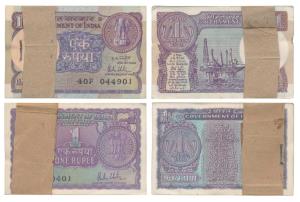 Rupee 1 bundle, 1980 & 1981, signed R. N. Malhotra (J&R 6.1.8.2A & 6.1.9.1). Uncirculated.