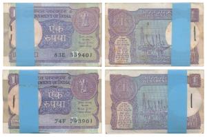 Rupee 1 Bundle (2), 1990, signed Bimal Jalan, inset B (J&R 6.1.10.1.4). Extremely Fine. (2