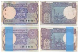 Rupees 1 Bundle (2), 1991 & 1992 Montek Singh Ahluwalia. Uncirculated. (200)