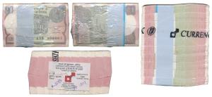 Ream of 1 Rupee Bundle (10), 2016 Ratan P. Watal, Error on the outer sticker of Currency N