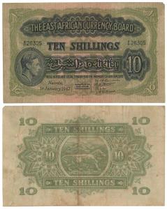 East African Currency Board, George VI, 10 Shillings, Nairobi, 1st January 1947, (KM 29). 