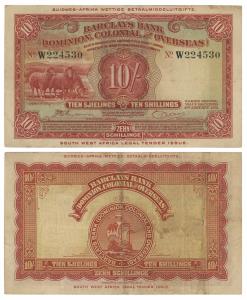 South West Africa, 10 Shillings. Very Fine.