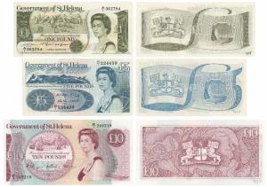 St. Helena, 1, 5 and 10 Pounds. Uncirculated. (3)