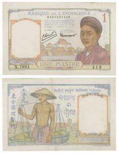 Vietnam, French Indo - China, Banque De L'Indochine, 1 Piastre, 1946. Extremely Fine.