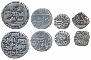 Assorted Lot, Akbar, Silver Mahmudi, Mulher Mint, Baglana issue, Kalima type; Delhi Sultan