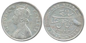 Mangal Singh (AH 1291-1310; 1874-1892 AD), Silver Rupee, with the name and portrait of Vic