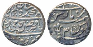 Azimabad (Patna) Mint, Silver Rupee, 11.23g, in the name of Shah Alam II, trident as a min