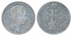Austrian Empire, Silver 1½ Gulden / 1 Vereinsthaler, 1858, rev. 2 eagles with coat of arms