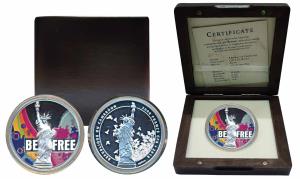 Cameroon, Silver 2000 Francs, 56.6g, 2 ounce, 2018, Be Free Statue Of Liberty (KM 136). Pr