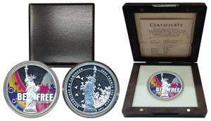 Cameroon, Silver 2000 Francs, 56.6g, 2 ounce, 2018, Be Free Statue Of Liberty (KM 136). Pr