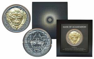 Cameroon, Silver 3000 Francs, 93.3g, 2021, Mask of Agamemnon, obv. convex mask of Agamemno