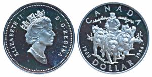 Canada, Elizaebeth II, Silver 1 Dollar, 25.175g, 1994, 25th Anniversary of the Last RCMP N
