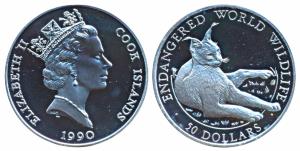 Cook Islands, Elizabeth II, Silver 50 Dollars, 19.2g, 1990, Endangered Worl Wildlife Serie