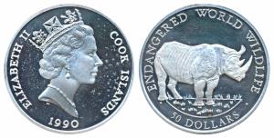 Cook Islands, Elizabeth II, Silver 50 Dollars, 19.39g, 1990, Endangered World Wildlife Ser